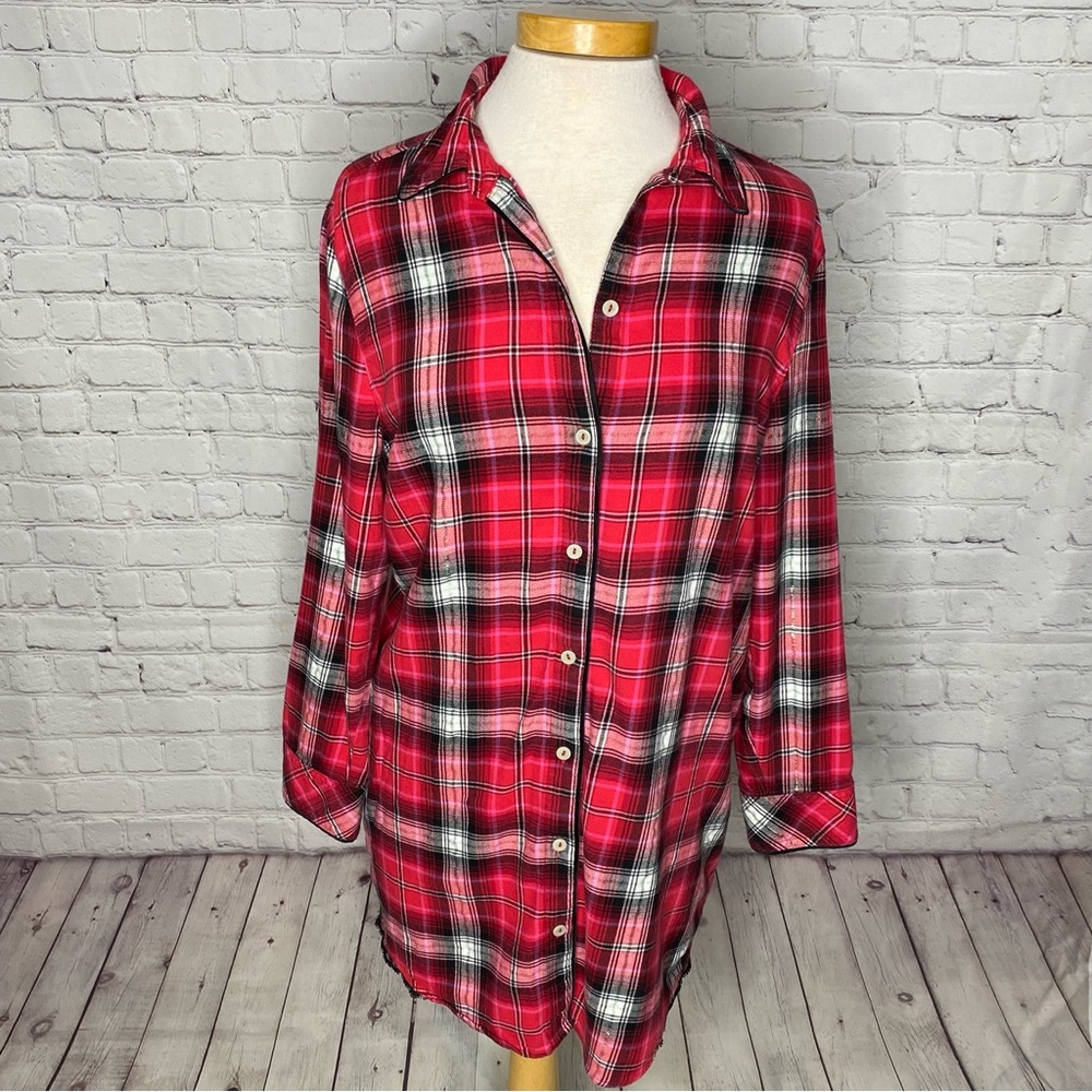 VICTORIA’S SECRET Long-sleeve Plaid Sleep Shirt